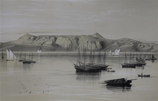 Edward Lear lithograph, No 2 Mount San Salvador, Corfu 24 x 37cm unframed